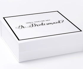 Will You Be My Jr Bridesmaid? Proposal Box White -  Border - No ribbon