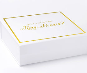 Will You Be My Ring Bearer? Proposal Box White -  Border - No ribbon