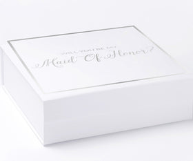 Will You Be My maid of honor? Proposal Box White -  Border - No ribbon