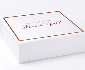 Will You Be My Flower Girl? Proposal Box White -  Border - No ribbon
