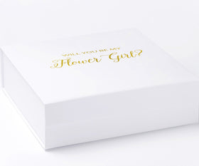 Will You Be My Flower Girl? Proposal Box White - No Border - No ribbon
