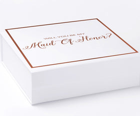 Will You Be My maid of honor? Proposal Box White -  Border - No ribbon