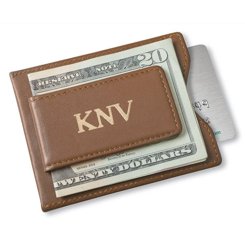 Personalized Brown Wallet - Magnetic Money Clip & Wallet - Brown