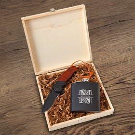 Personalized Larkhall Groomsmen Flask Gift Box Set