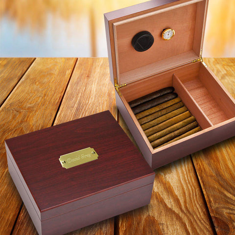 Personalized Humidor - Wood - Cherry Finish - Groomsmen Gifts