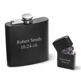 Personalized Flasks - Personalized Lighters - Gift Set