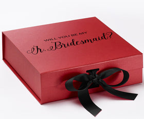 Will You Be My Jr Bridesmaid? Proposal Box Red w/ Black bow - No Border