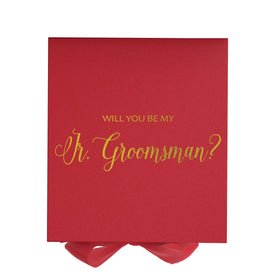 Will You Be My jr groomsman? Proposal Box Red - No Border