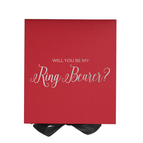 Will You Be My Ring Bearer? Proposal Box Red w/ Black Ribbon - No Border