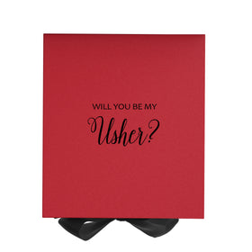 Will You Be My Usher? Proposal Box Red w/ black bow - No Border