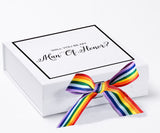 Will You Be My Man of Honor? Proposal Box White -  Border - Rainbow Ribbon