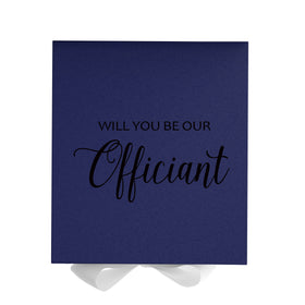 Will You Be our Officiant? Proposal Box Navy w/ White Bow - No Border