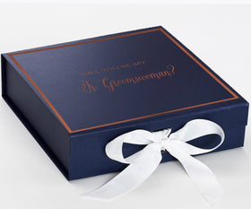 Will You Be My Jr Groomswoman? Proposal Box Navy w/ White Bow -  Border