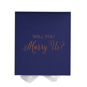 Will You Marry Us?? Proposal Box Navy w/ White Bow - No Border