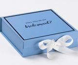 Will You Be My bridesmaid? Proposal Box Light Blue w/ white Bow-  Border