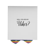 Will You Be My Usher? Proposal Box White - No Border - Rainbow Ribbon