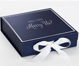 Will You Marry Us?? Proposal Box Navy w/ White Bow -  Border