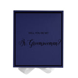 Will You Be My Jr Groomswoman? Proposal Box Navy w/ White Bow -  Border