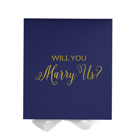 Will You Marry Us?? Proposal Box Navy w/ White Bow - No Border