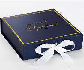 Will You Be My Jr Groomswoman? Proposal Box Navy w/ White Bow -  Border