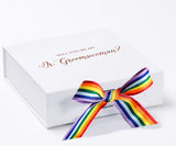 Will You Be My Jr Groomswoman? Proposal Box White - No Border - Rainbow Ribbon