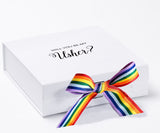 Will You Be My Usher? Proposal Box White - No Border - Rainbow Ribbon