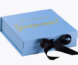 Will You Be My groomswoman? Proposal Box Light Blue w/ Black Bow- No Border