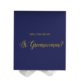 Will You Be My Jr Groomswoman? Proposal Box Navy w/ White Bow - No Border