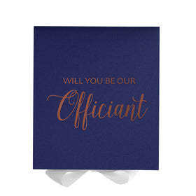 Will You Be our Officiant? Proposal Box Navy w/ White Bow - No Border