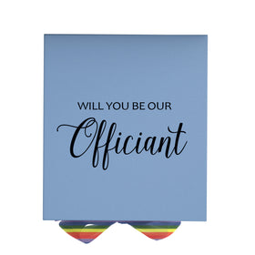 Will You Be our Officiant? Proposal Box light blue - No Border - Rainbow Ribbon