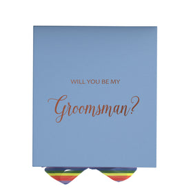 Will You Be My groomsman? Proposal Box light blue - No Border - Rainbow Ribbon