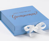 Will You Be My groomswoman? Proposal Box Light Blue w/ white Bow- No Border