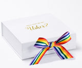 Will You Be My Usher? Proposal Box White - No Border - Rainbow Ribbon