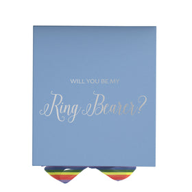 Will You Be My Ring Bearer? Proposal Box light blue - No Border - Rainbow Ribbon
