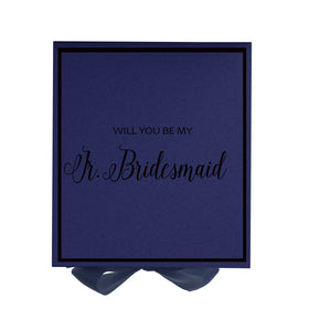 Will You Be My Jr Bridesmaid? Proposal Box Navy -  Border