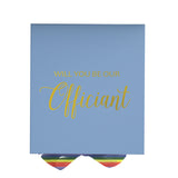 Will You Be our Officiant? Proposal Box light blue - No Border - Rainbow Ribbon