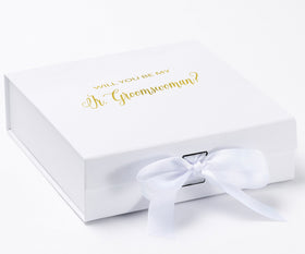 Will You Be My Jr Groomswoman? Proposal Box White - No Border