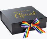 Will You Be our Officiant? Proposal Box black - No Border - Rainbow Ribbon