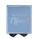 Will You Be our Officiant? Proposal Box Light Blue w/ Black Bow-  Border