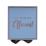 Will You Be our Officiant? Proposal Box Light Blue w/ Black Bow-  Border