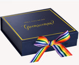 Will You Be My groomswoman? Proposal Box Navy -  Border - Rainbow Ribbon