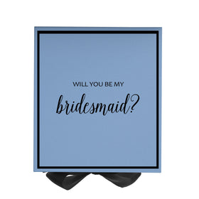 Will You Be My bridesmaid? Proposal Box Light Blue w/ Black Bow-  Border