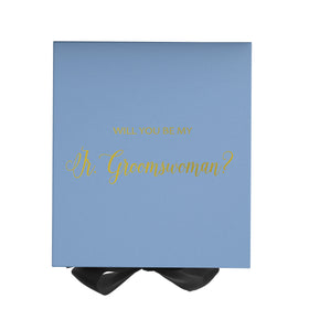 Will You Be My Jr Groomswoman? Proposal Box Light Blue w/ Black Bow- No Border