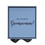 Will You Be My groomswoman? Proposal Box Light Blue w/ Black Bow-  Border