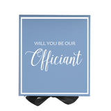 Will You Be our Officiant? Proposal Box Light Blue w/ Black Bow-  Border