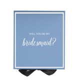 Will You Be My bridesmaid? Proposal Box Light Blue w/ Black Bow-  Border