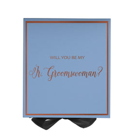 Will You Be My Jr Groomswoman? Proposal Box Light Blue w/ Black Bow-  Border