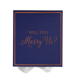 Will You Marry Us?? Proposal Box Navy w/ White Bow -  Border