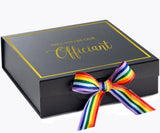 Will You Be our Officiant? Proposal Box black -  Border - Rainbow Ribbon