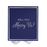 Will You Marry Us?? Proposal Box Navy w/ White Bow -  Border